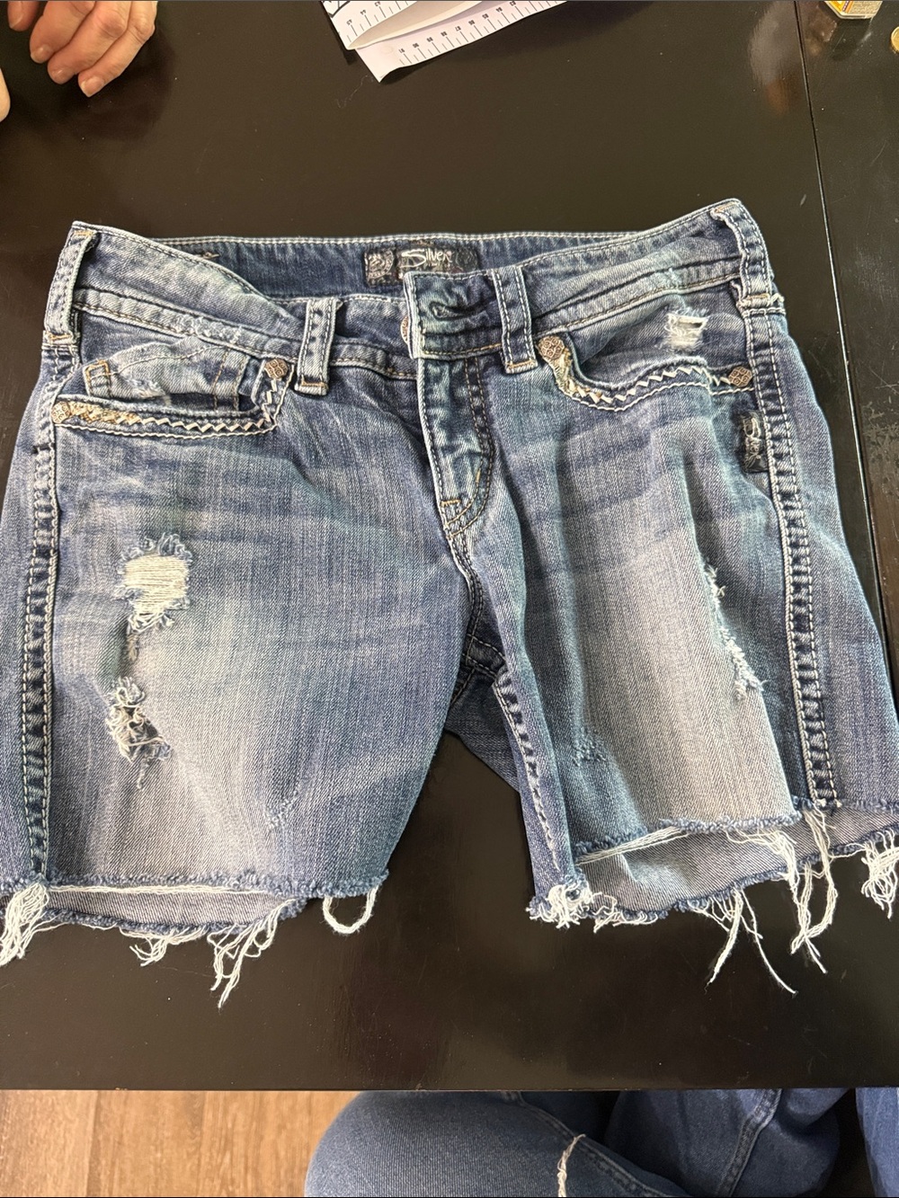 Silver Jeans Women's Distressed Light Blue Denim Cutoff Shorts